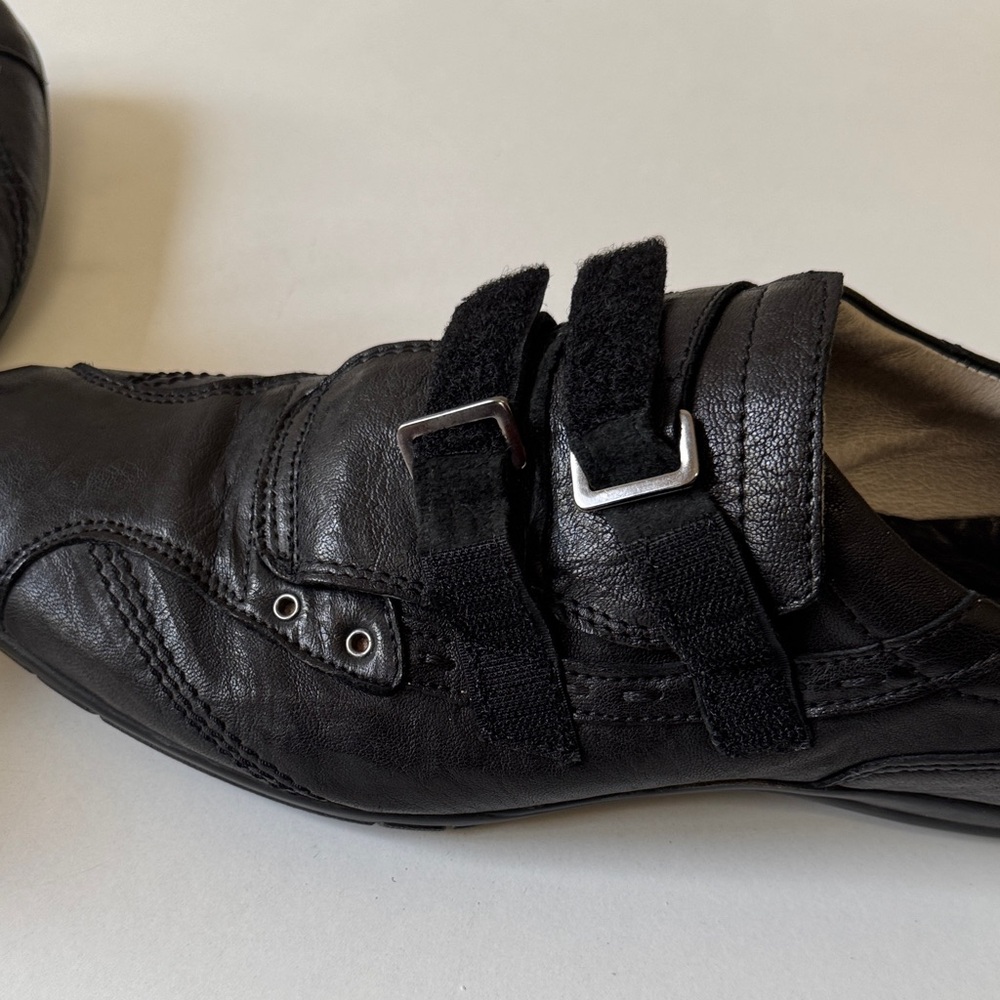 BATA Men's Black Double Adjustable Strap Leather Shoes Made in Italy - Picture 8 of 10